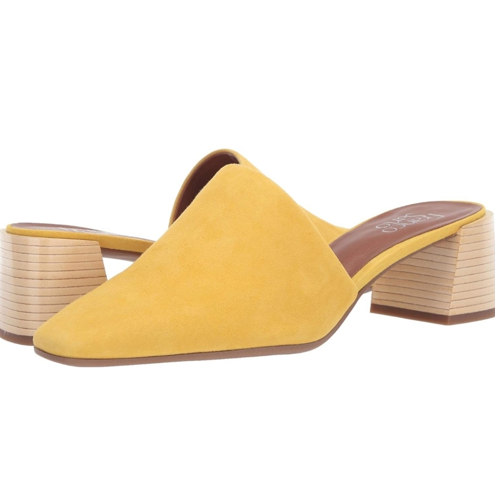 Franco Sarto Yellow Suede Mules